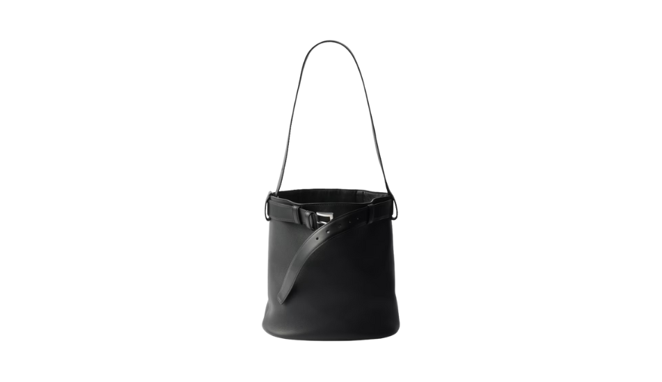 Prada Buckle leather bucket bag with belt