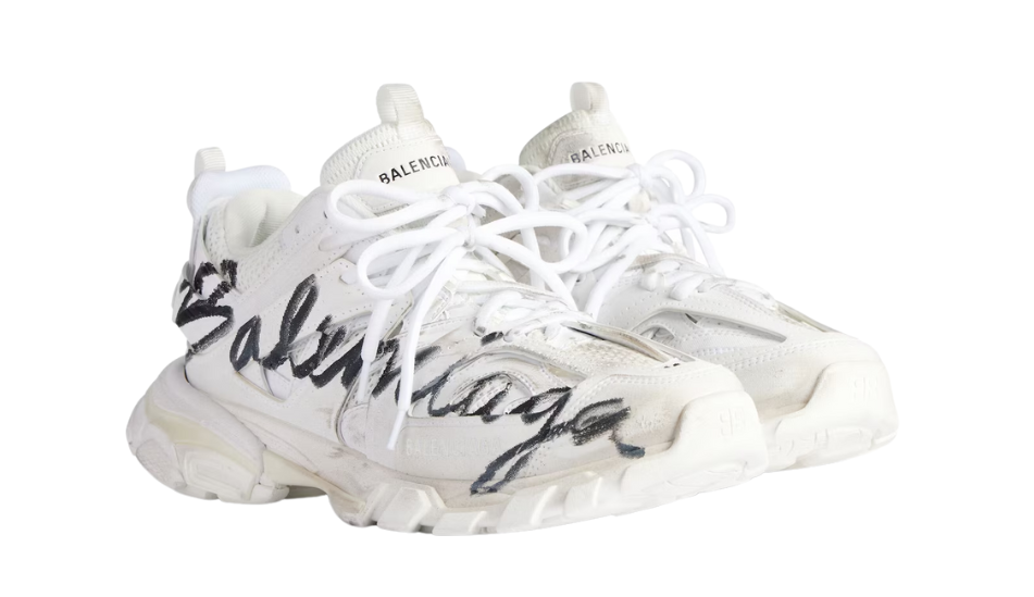 Women's Track Signature Sneaker in White/black