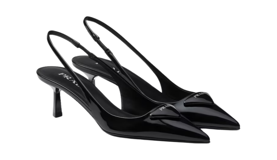 Patent leather slingback pumps