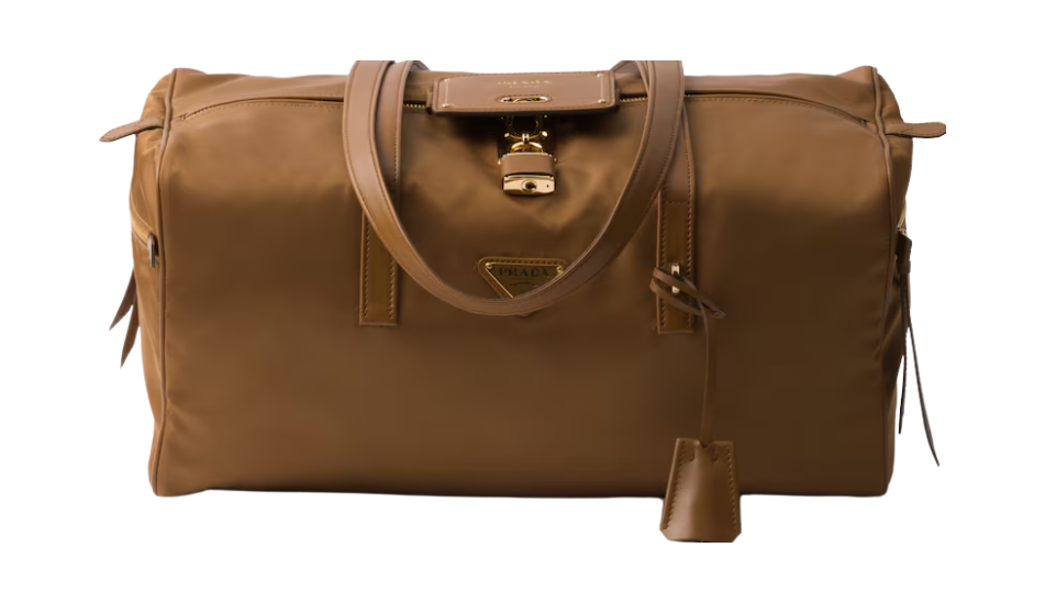 Large Re-Nylon top-handle bag with padlock