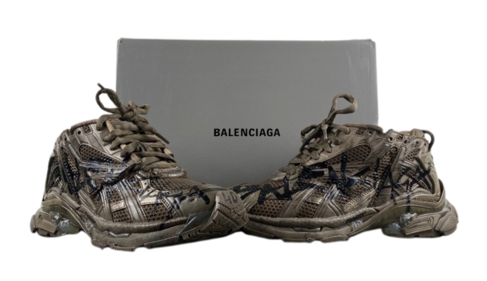 Balenciaga Runner Graffiti Low Top Shoes Gray/Brown