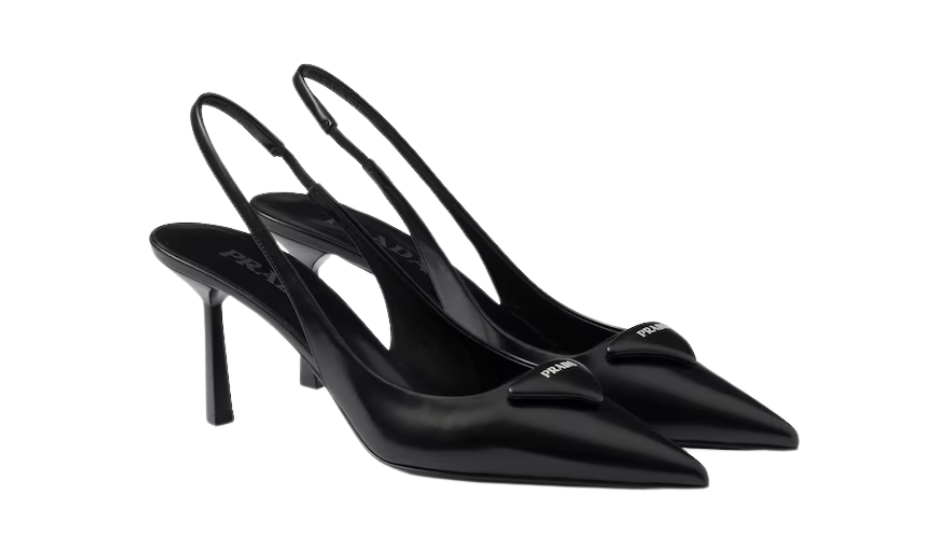 Brushed leather slingback pumps