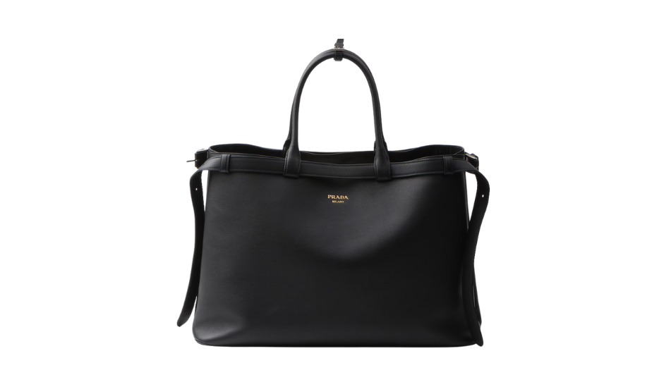 Prada Buckle leather handbag with double belt