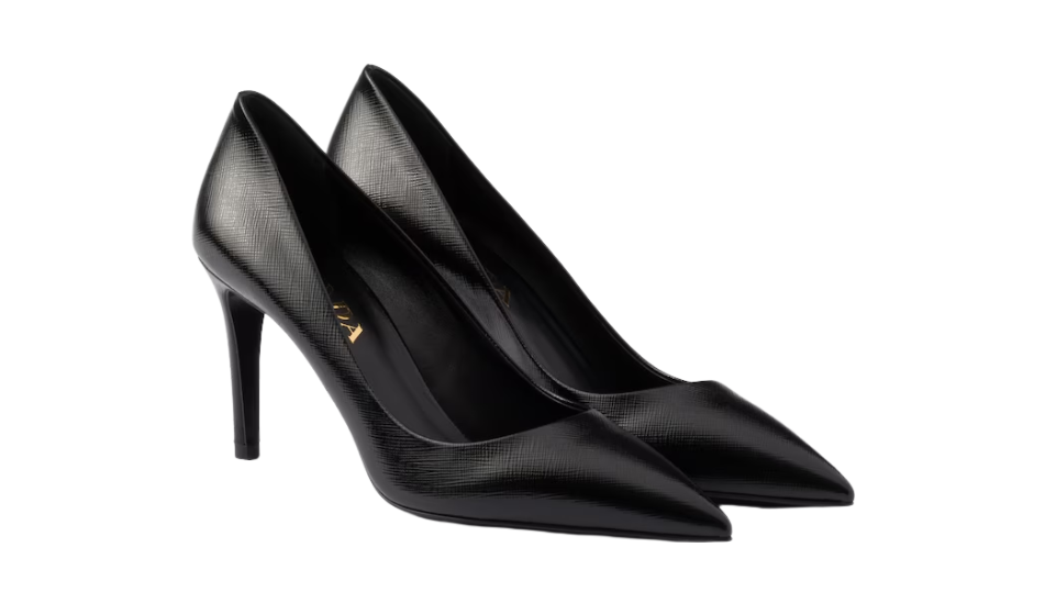 Patent Saffiano leather pumps