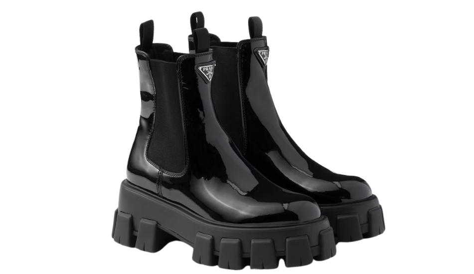 Monolith patent leather booties
