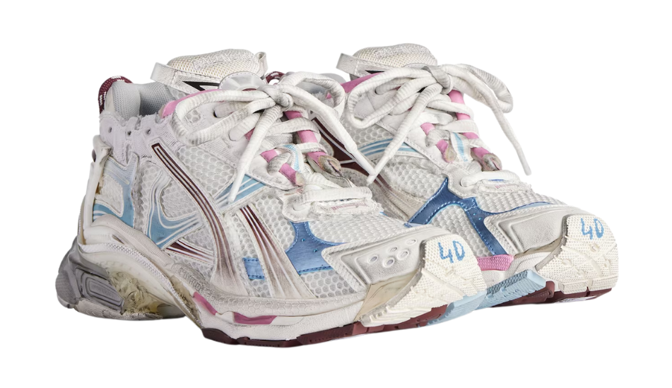 Women's Runner Gradient Sneaker in White/brown/blue/pink/grey