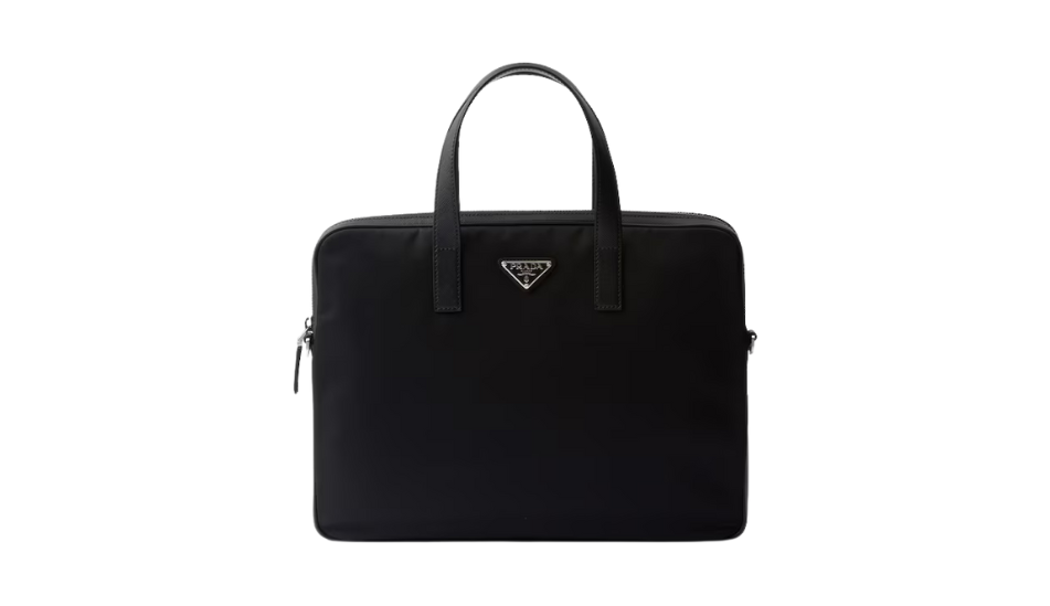 Re-Nylon and Saffiano leather briefcase