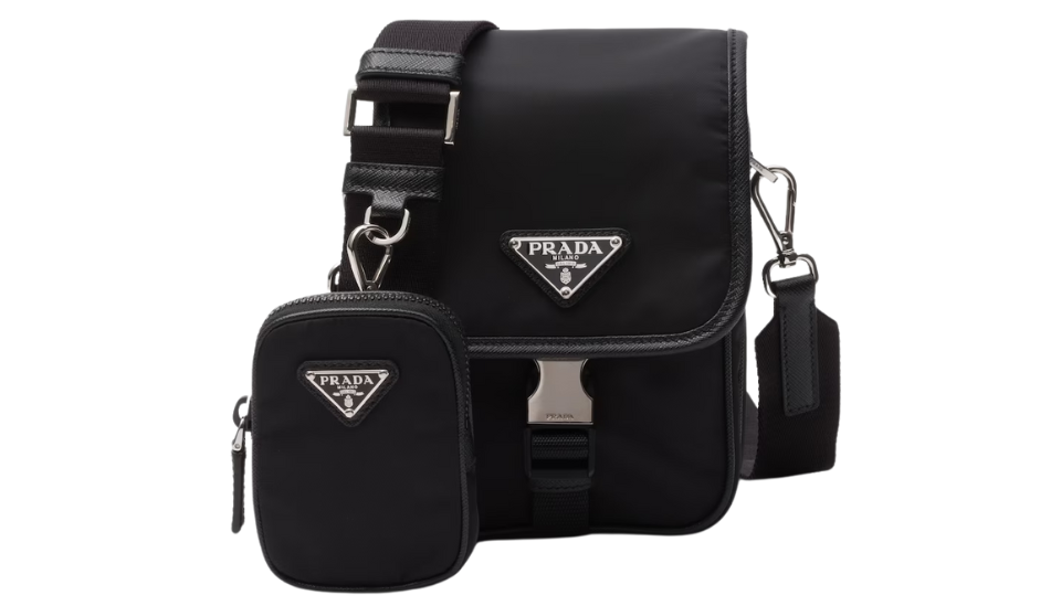 Re-Nylon and Saffiano leather shoulder bag