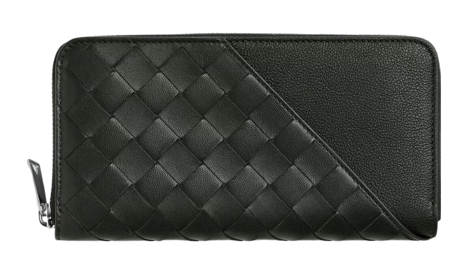 Intrecciato nappa leather wallet with diagonal detail .