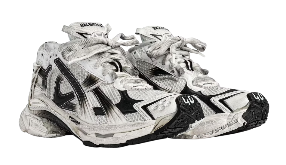 Women's Runner Gradient Sneaker in White/black