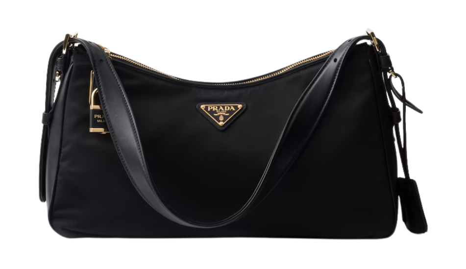 Prada Aimée large Re-Nylon and leather shoulder bag with padlock
