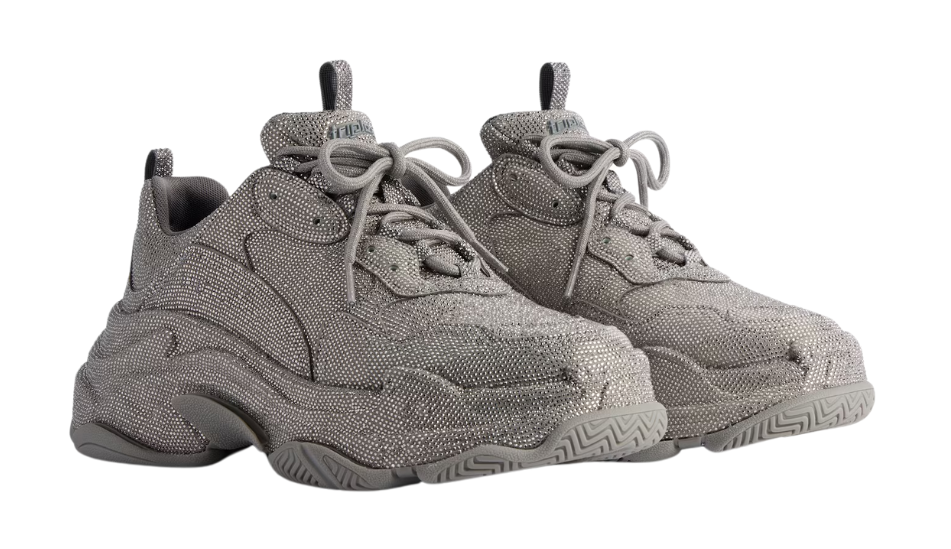 Women's Triple S Sneaker With Rhinestones in Dark Grey