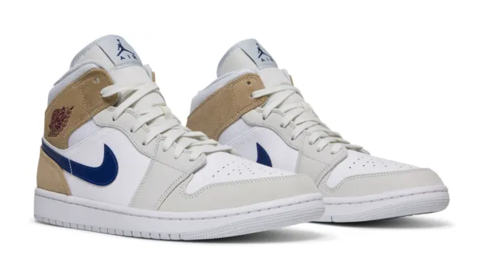 Air Jordan 1 Mid 'White Khaki Blue Void'