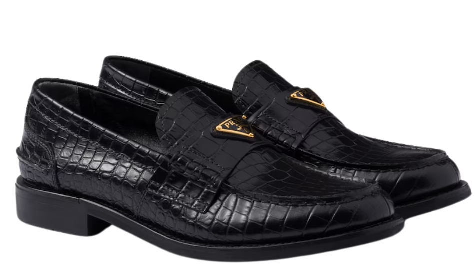 Croco-print leather loafers