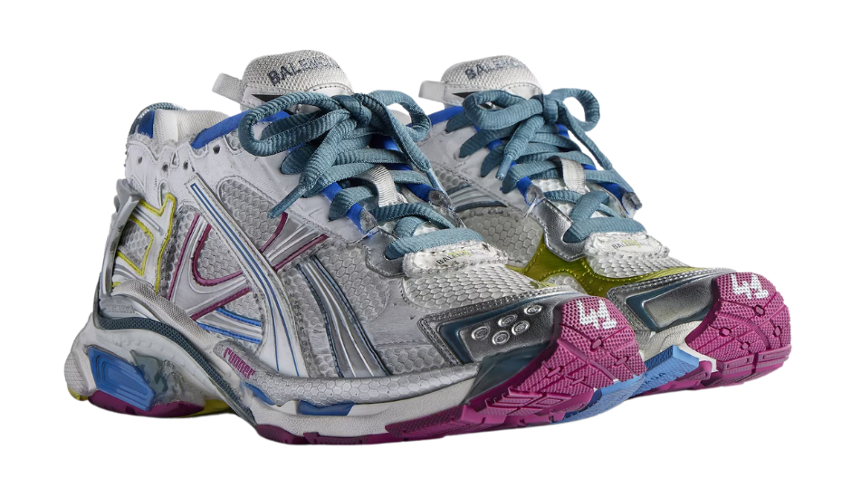 Women's Runner Sneaker in White/blue/purple/yellow