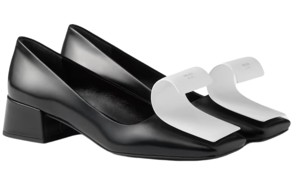 Two-tone brushed leather pumps