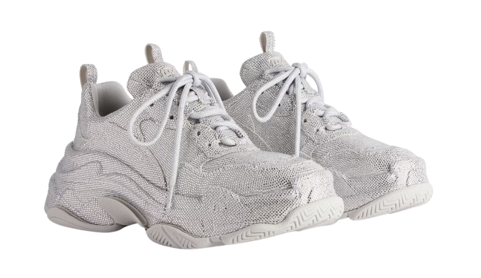 Women's Triple S Sneaker With Rhinestones in Light Grey