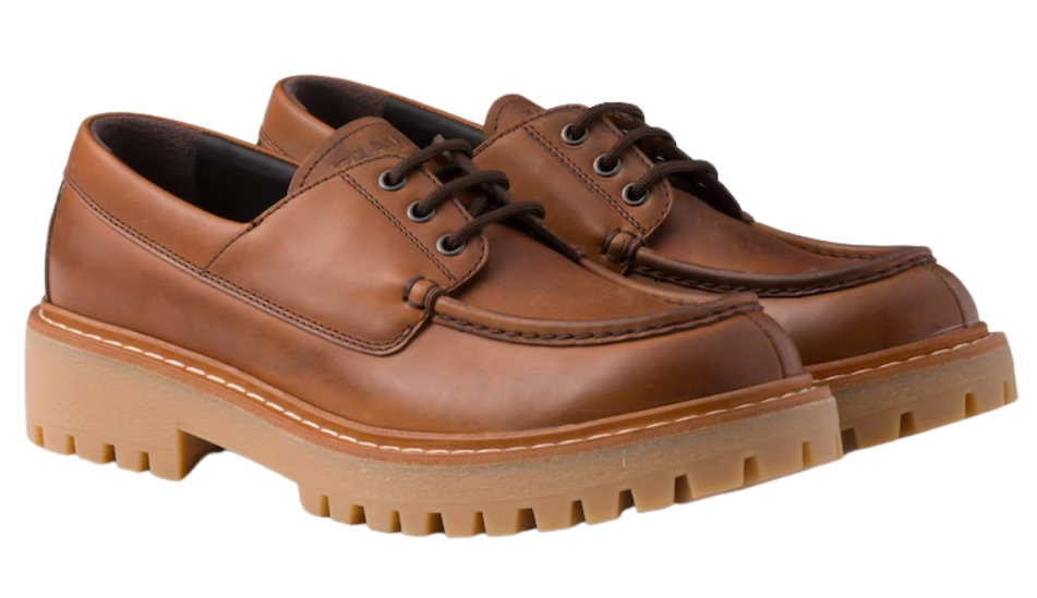 Laced leather loafers