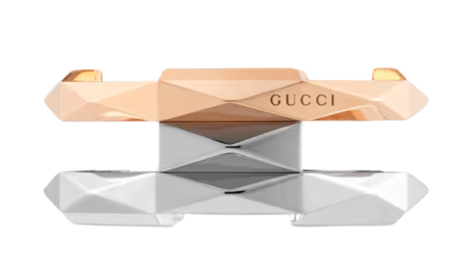 Gucci Link to Love geometric studded double ring