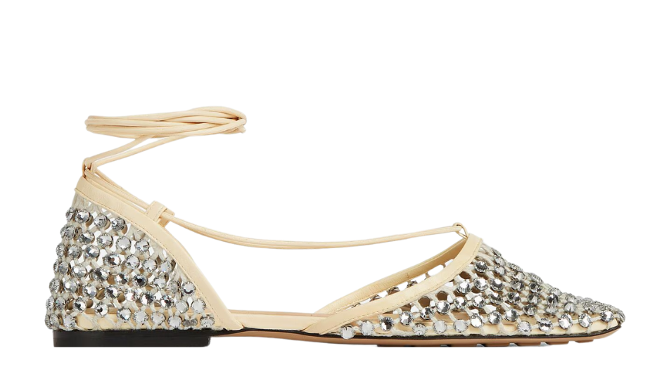 Sparkle Stretch Lace-Up Flat Sandal