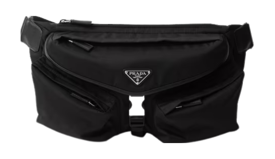 Re-Nylon and leather shoulder bag