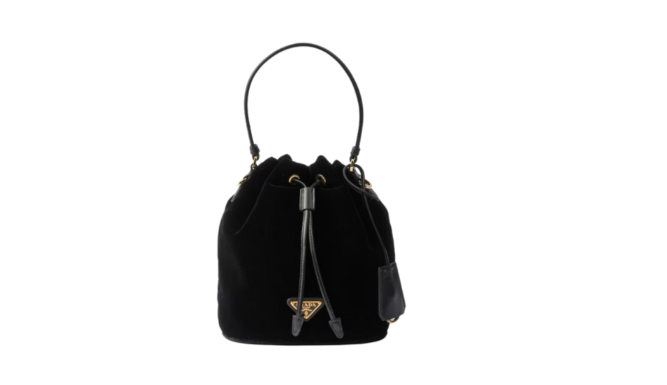 Velvet mini-bag with nappa leather details