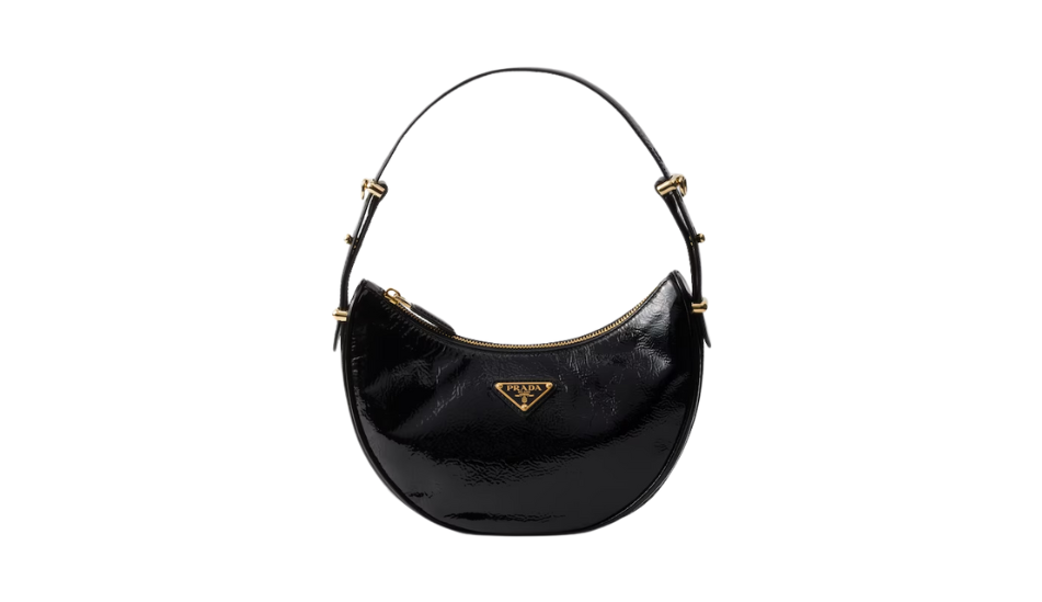 Prada Arqué naplak patent leather shoulder bag