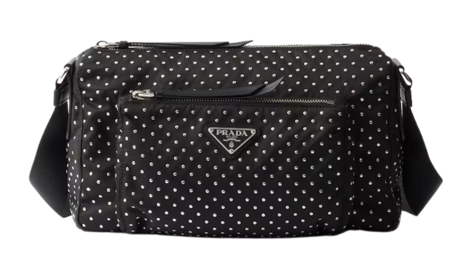 Re-Nylon bag with studs