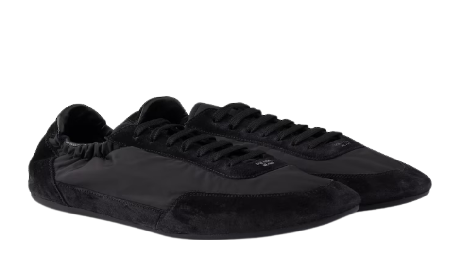 Collapse Re-Nylon and suede elasticized sneakers