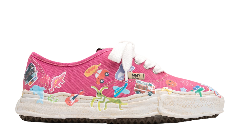 "BAKER" OG Sole Sticker Printed Canvas Low-top Sneaker