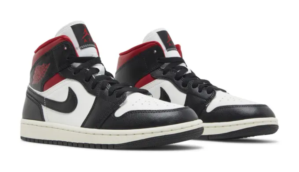 Wmns Air Jordan 1 Mid 'Black Sail Gym Red'