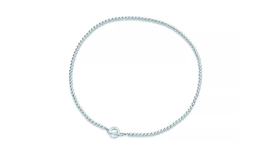 Toggle Bead Necklace in Sterling Silver, 4 mm