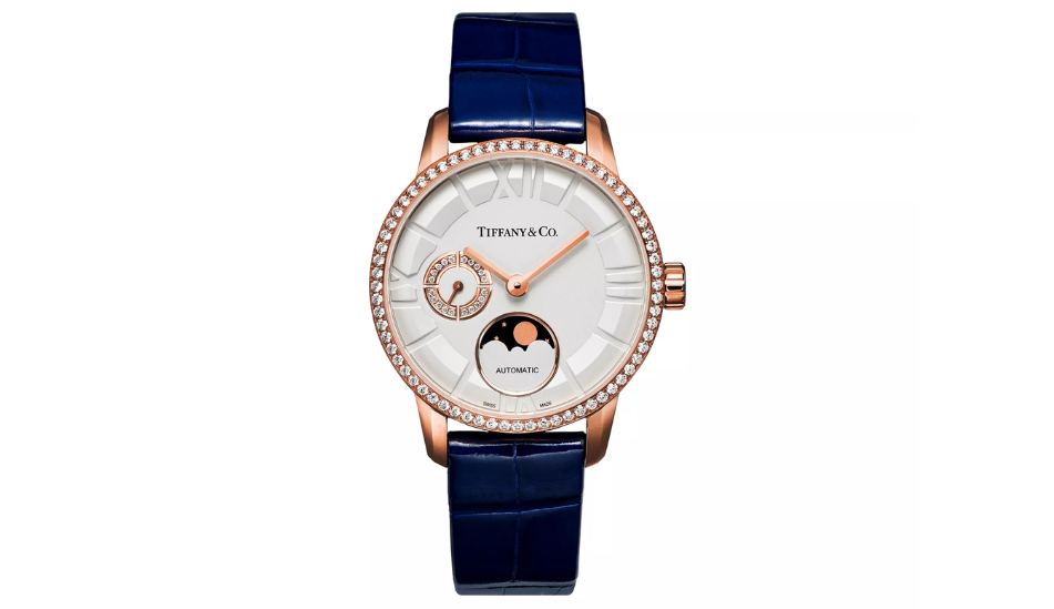 Atlas® 34 mm Moon Phase Mechanical Watch in Rose Gold with Diamonds