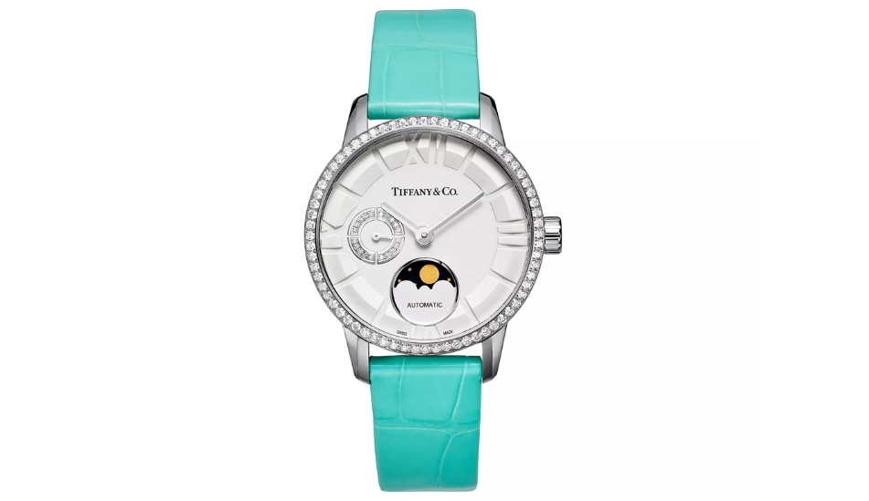 Atlas® 34 mm Moon Phase Mechanical Watch in Stainless Steel with Diamonds