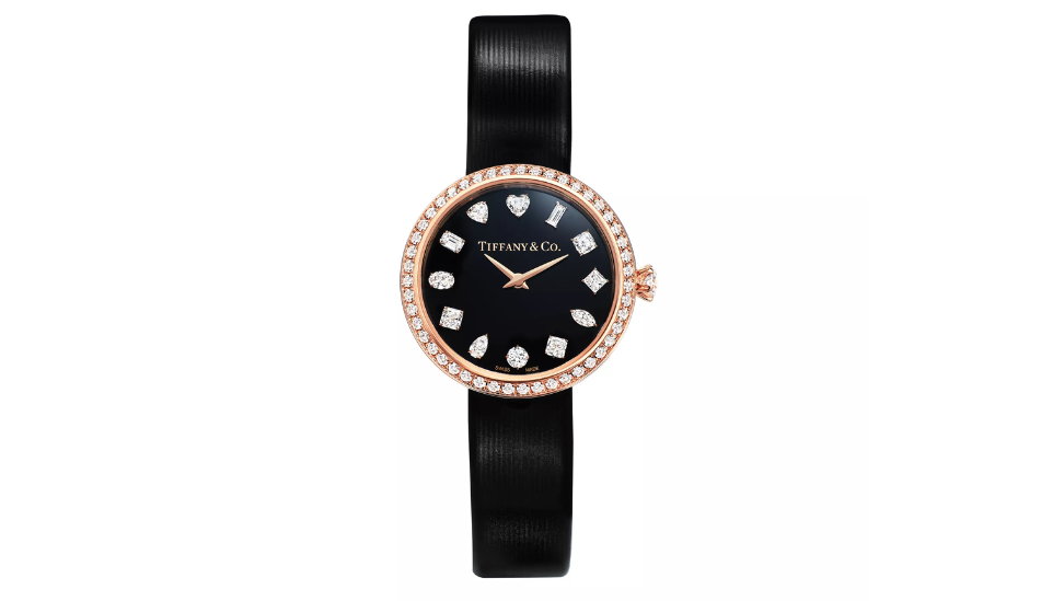 Tiffany Eternity 28 MM Round Watch in Rose Gold with a Rubellite and Diamonds